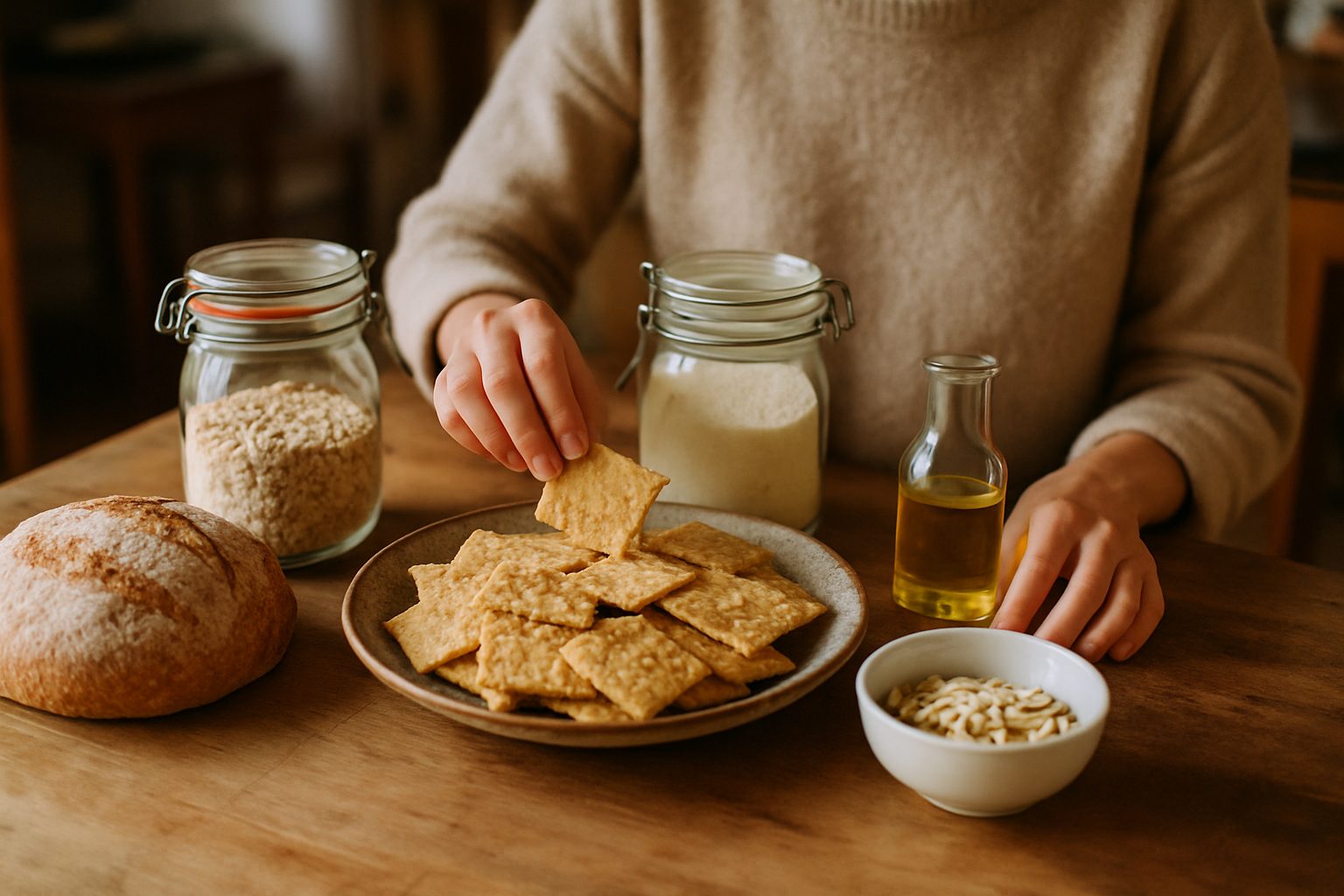 Cracker fatti in casa con tre ingredienti