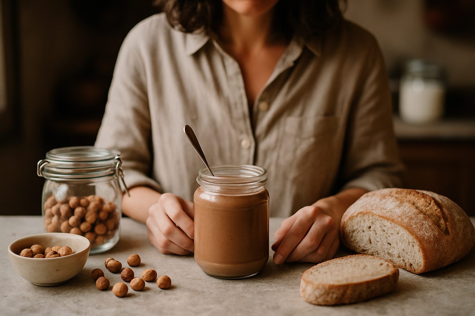 Crema di nocciole fatta in casa, senza olio di palma