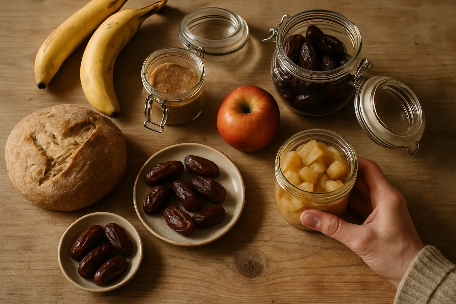 Dolcificare con la frutta: datteri, banana e mela cotta