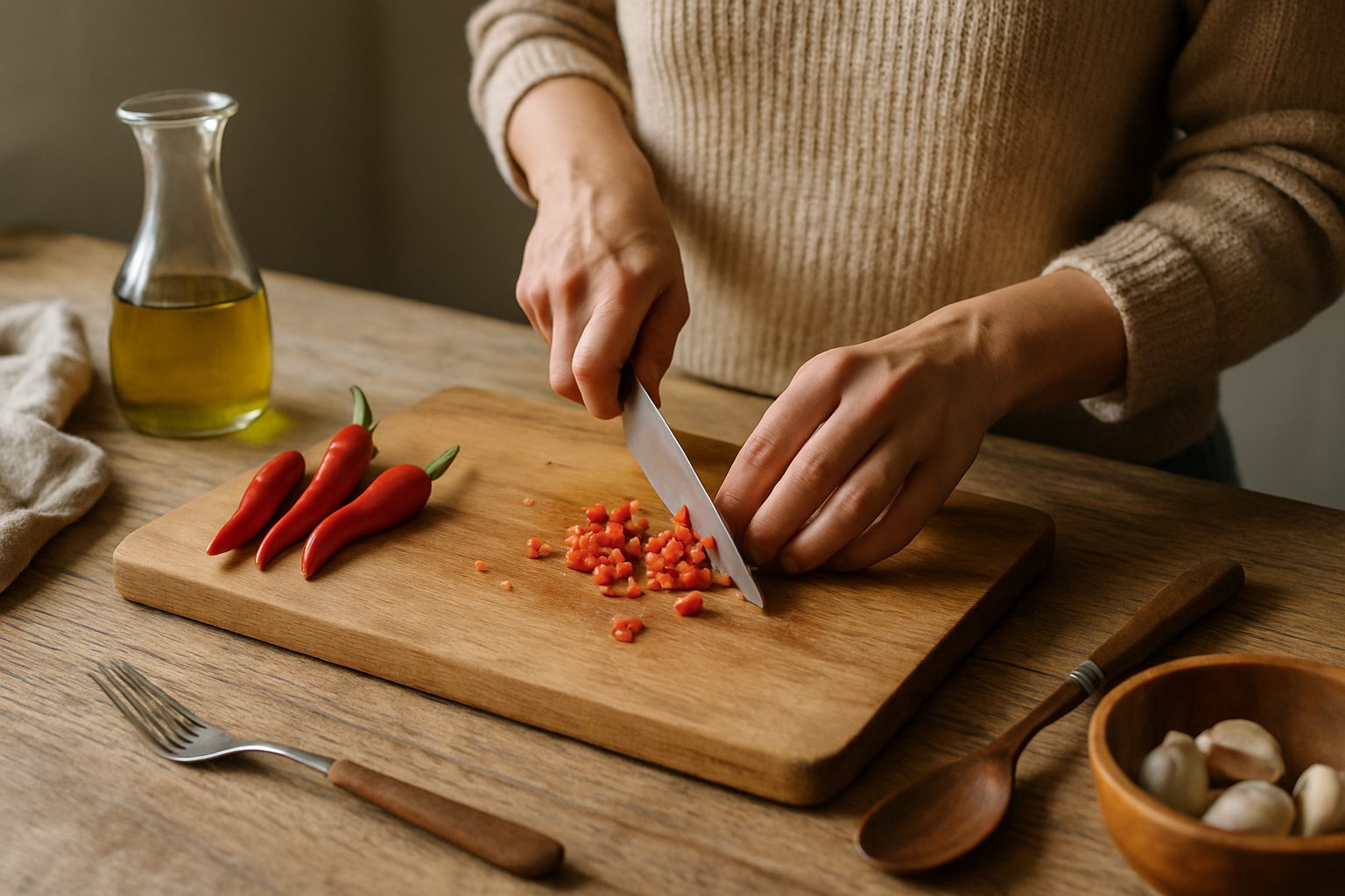 Maneggiare il peperoncino piccante senza bruciarsi