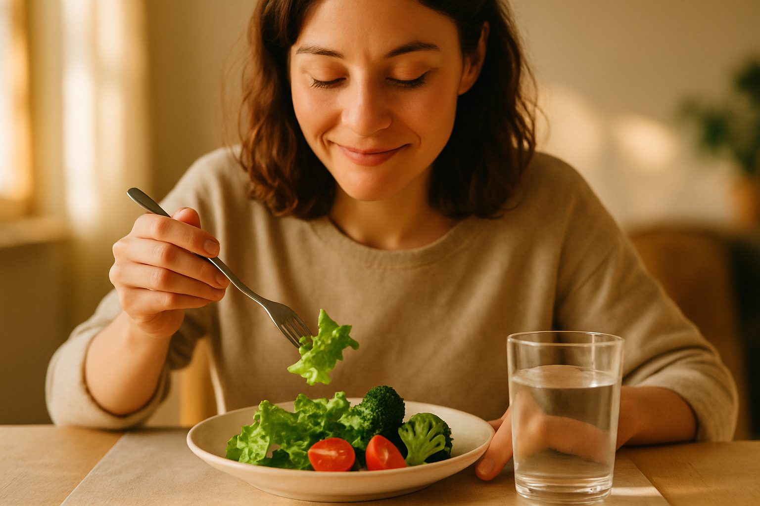 Mangiare la verdura per prima nel piatto