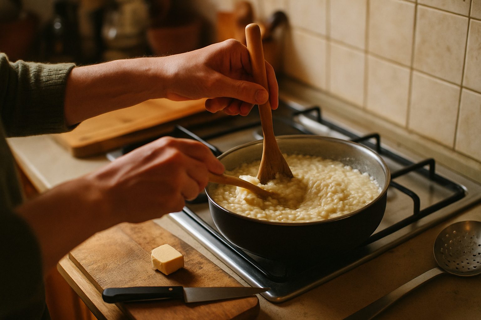 Mantecare il risotto: l'onda, il burro e il fuoco spento
