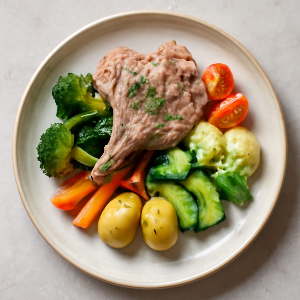 Agnello al vapore con verdurine
