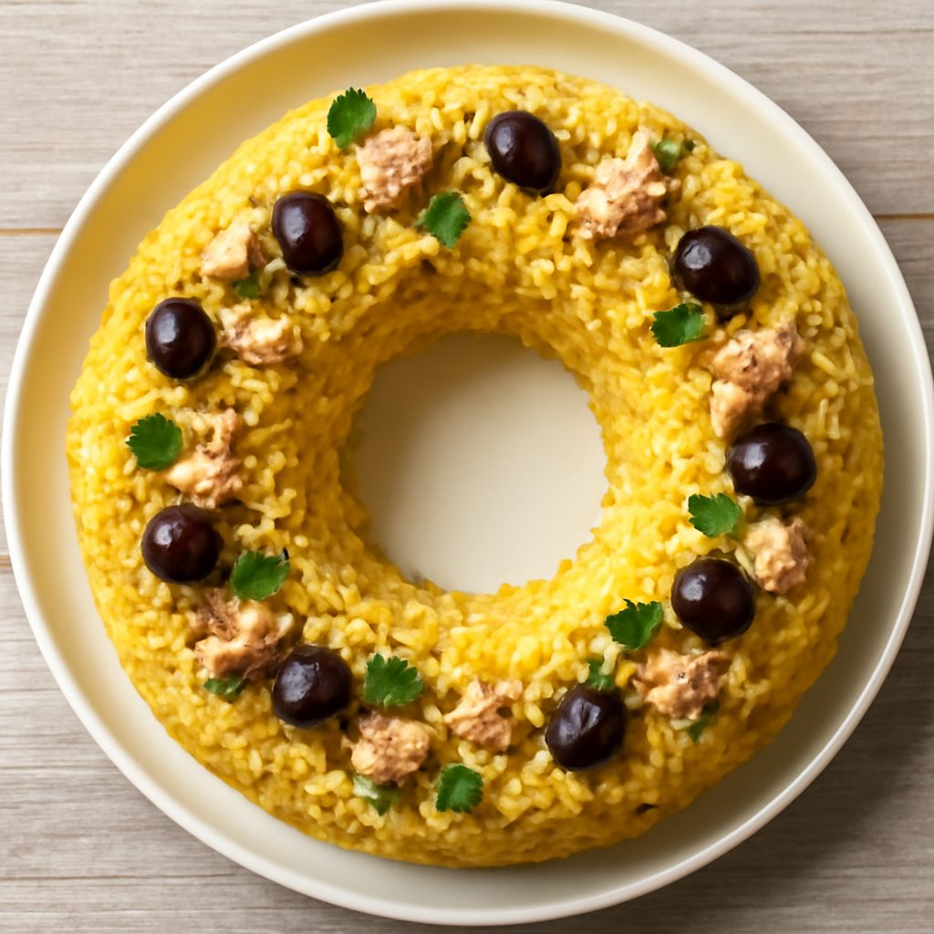 Anello di riso giallo al tonno e olive