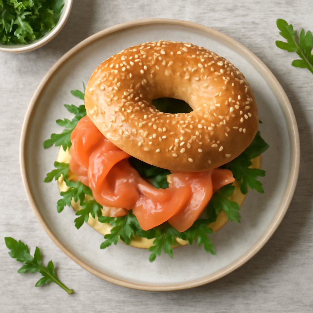 Bagel con salmone affumicato e rucola