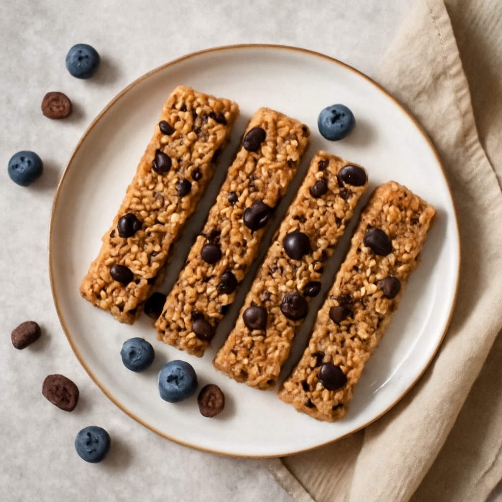 Barrette di cereali con uvetta e mirtilli