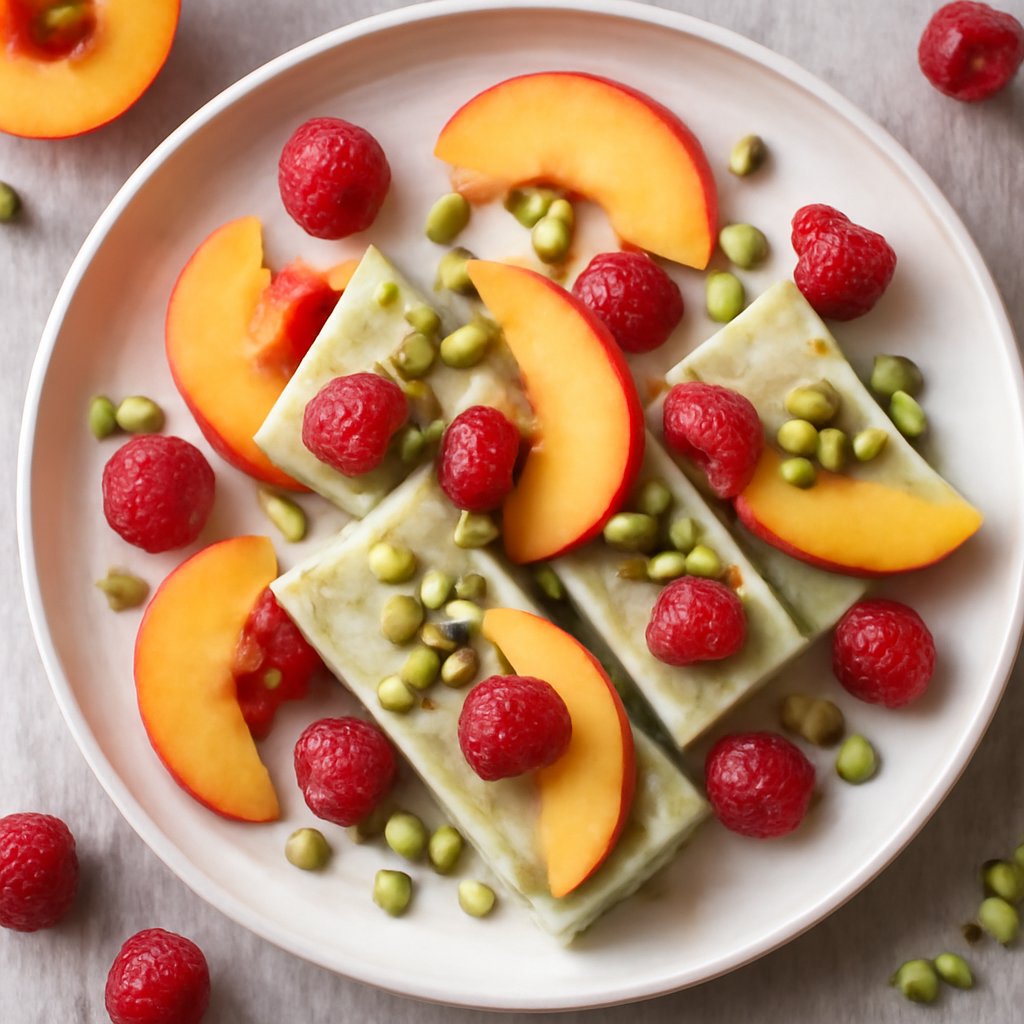 Barrette frozen pistacchio, pesche e lamponi