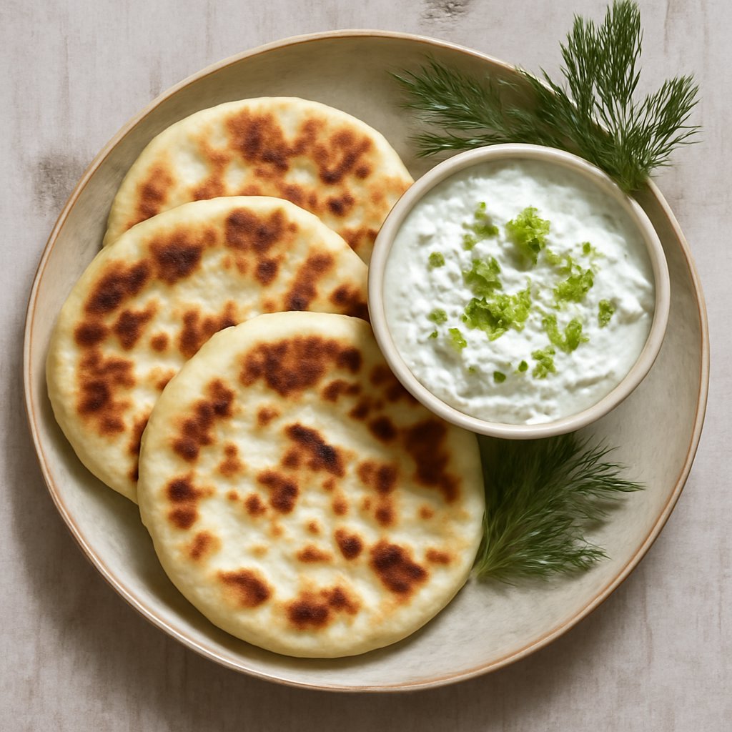 Bazlama con Cacik (Pane con salsa al cetriolo)