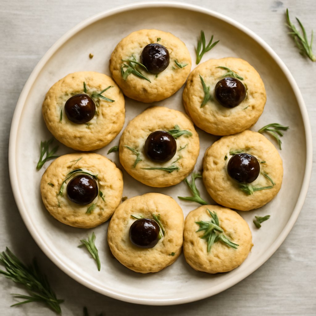 Biscotti al burro, amarene e rosmarino