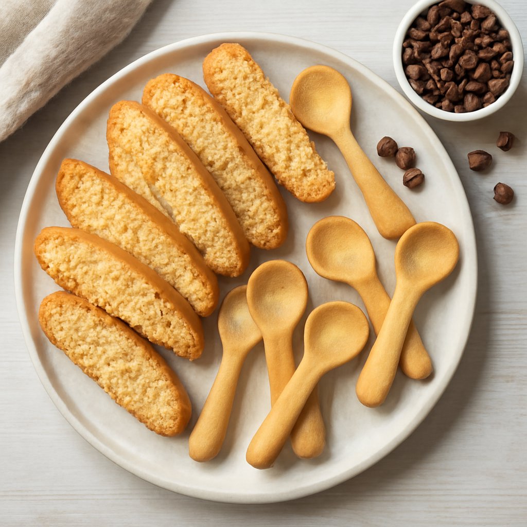 Biscotti e cucchiaini per caffè