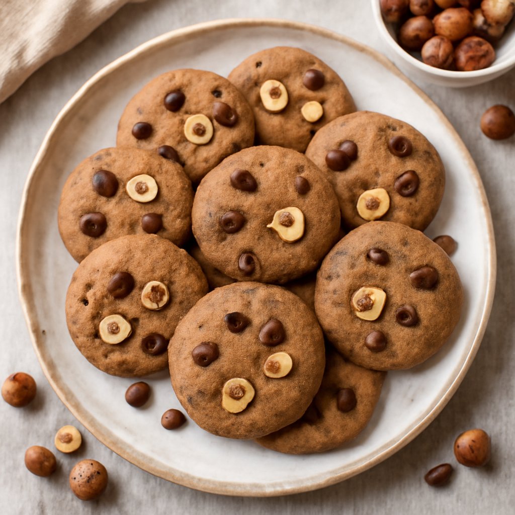 Biscottini con farina di castagne, nocciole e gocce di cioccolato