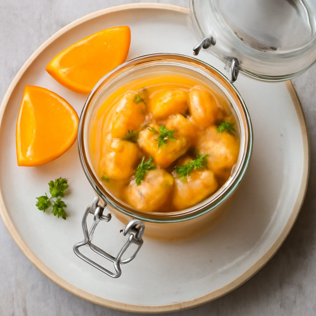 Bocconcini di pollo all'arancia in vasocottura