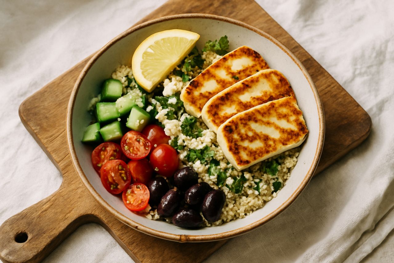 Bowl Greca con Halloumi