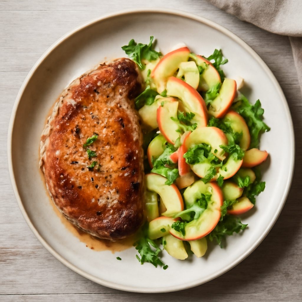 Braciole di maiale sottovuoto con insalata di mele