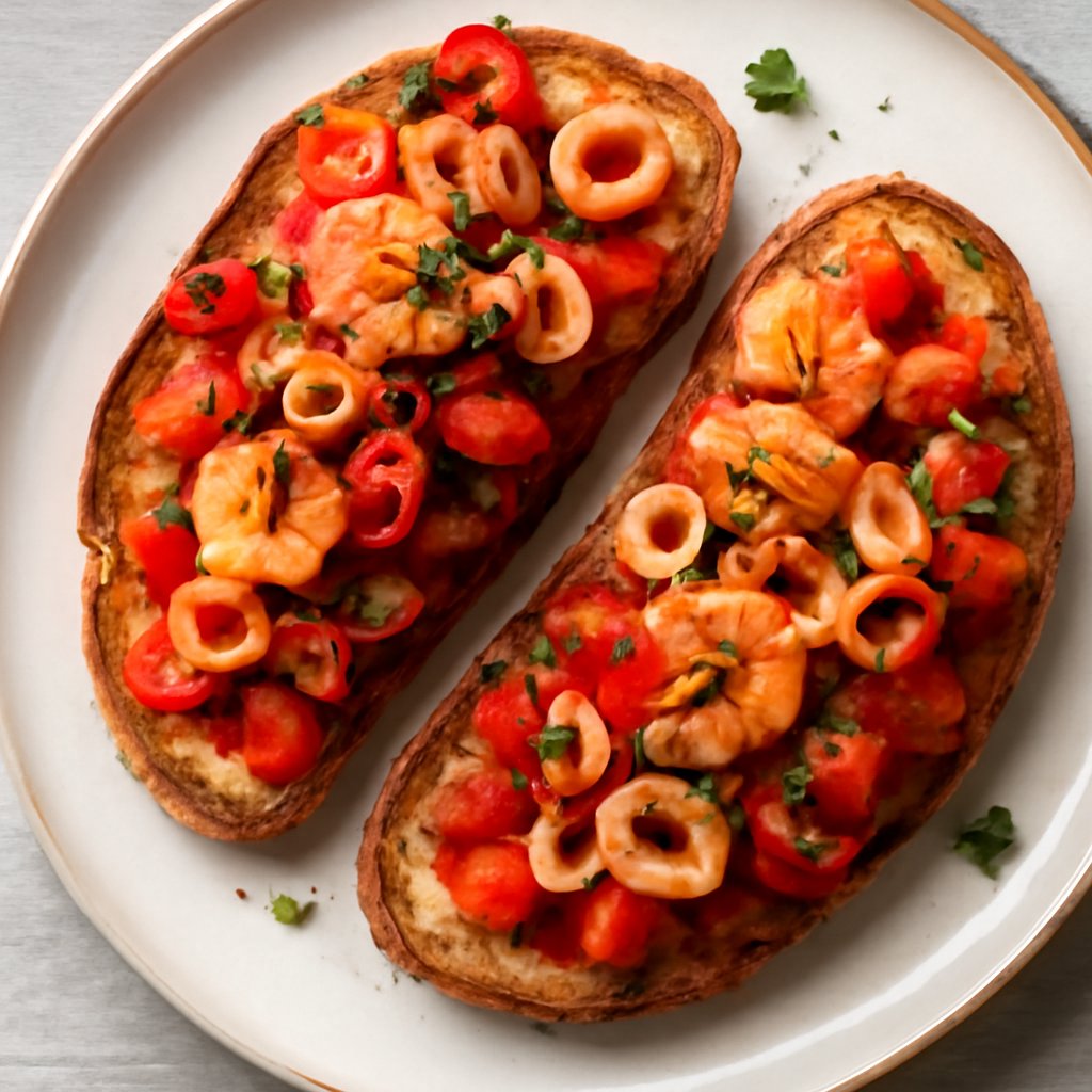 Bruschetta terra e mare al piccante
