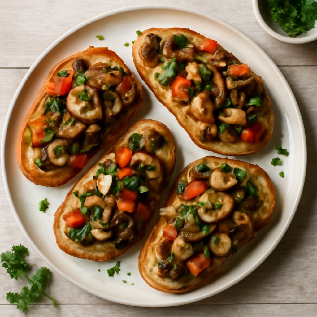 Bruschette con verdure e funghi
