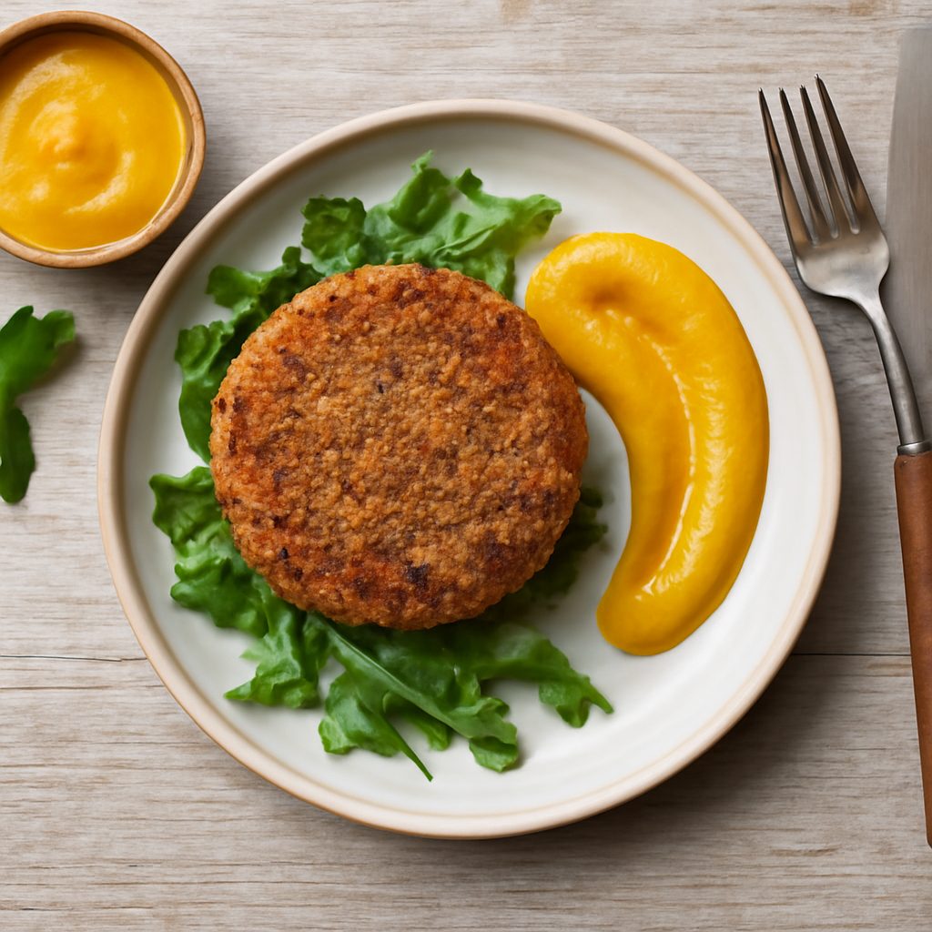 Burger di quinoa e ketchup giallo