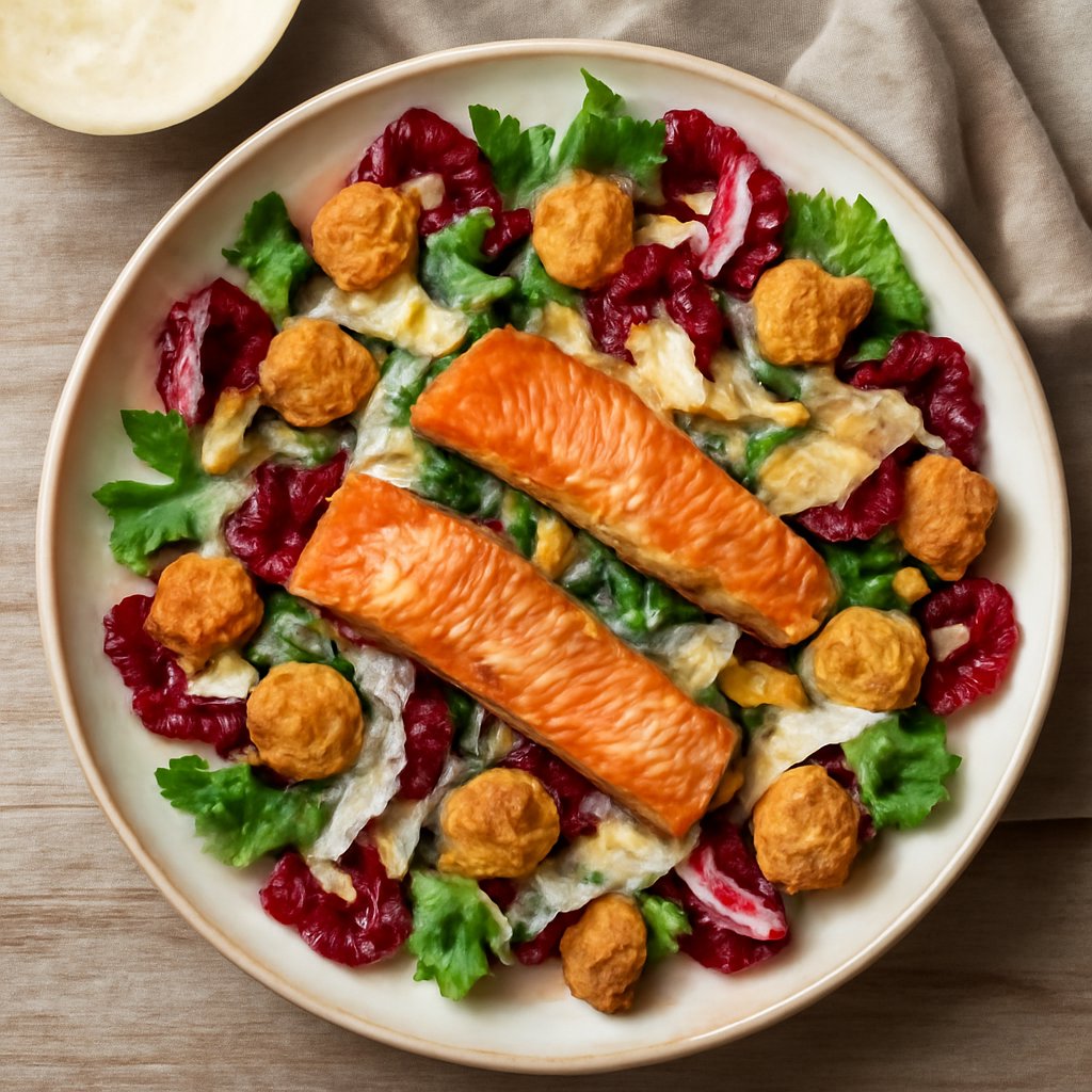 Caesar salad con salmone e radicchio