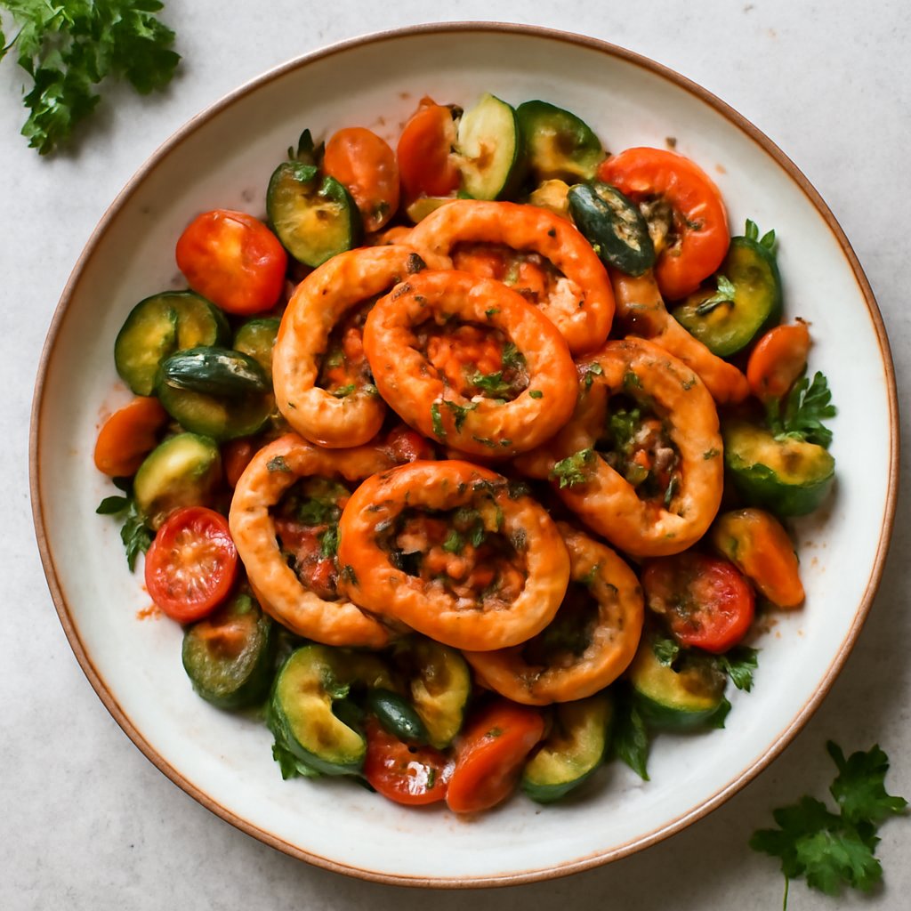 Calamari alla provenzale con fantasia di verdure