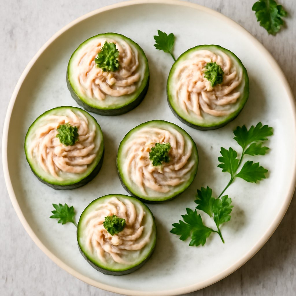 Canapè di cetrioli con mousse di tonno