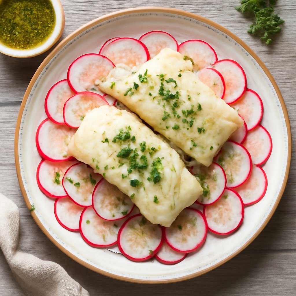 Carpaccio di ravanelli con filetti di merluzzo