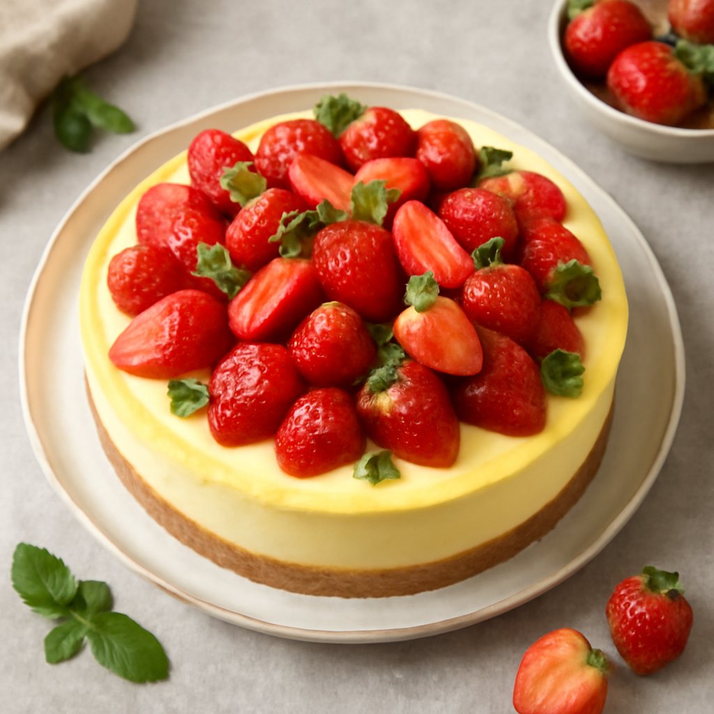 Cheesecake alla crema pasticcera e fragole