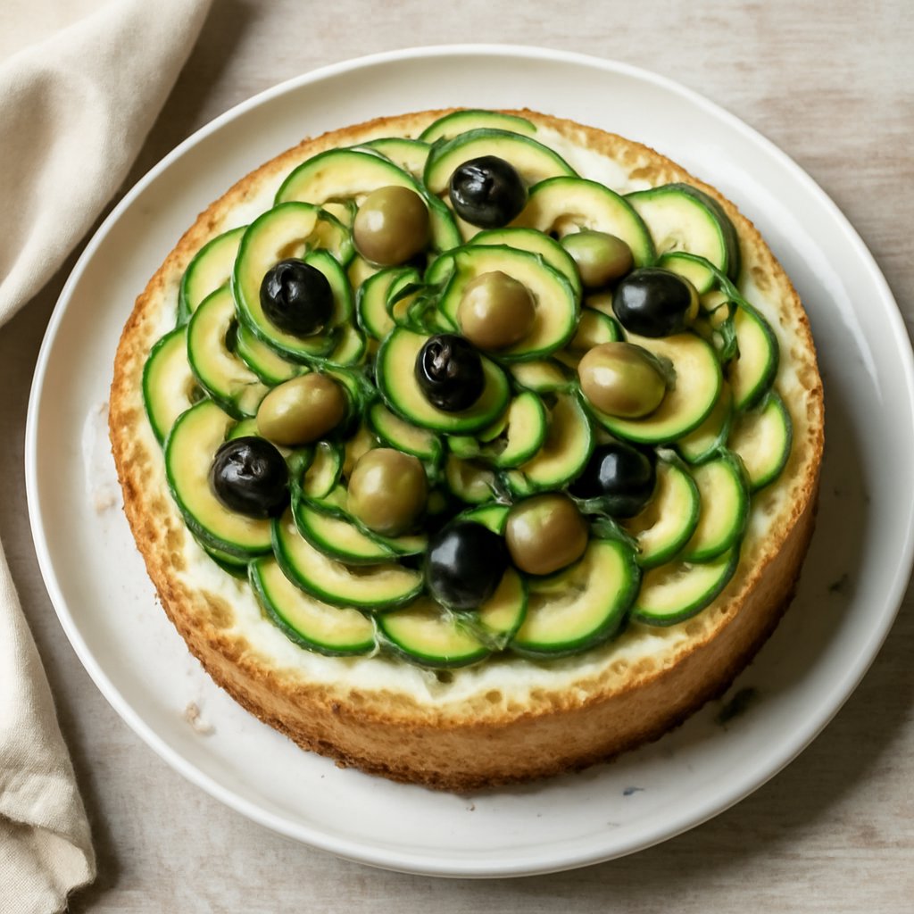 Cheesecake alla feta con zucchine e olive