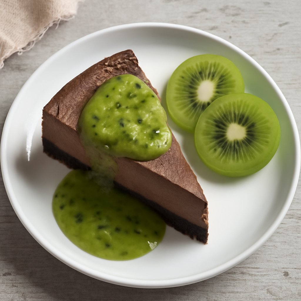 Cheesecake cioccolato e salsa ai kiwi