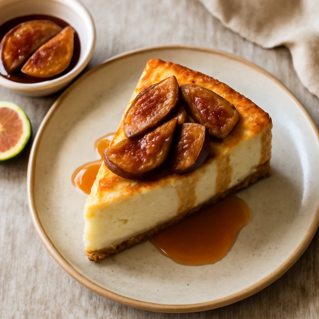 Cheesecake cotta ricotta e fichi caramellati