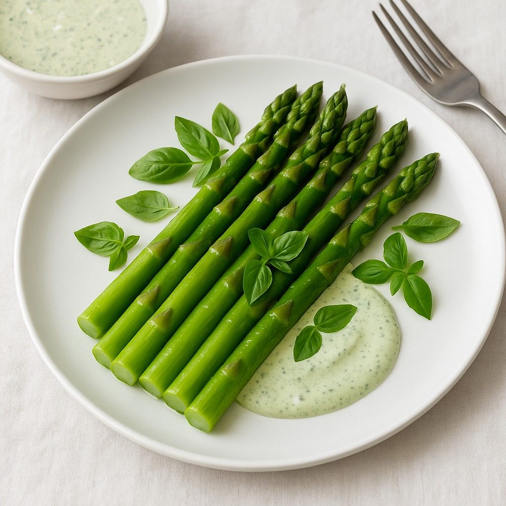 Chilled Asparagus with Basil Cream