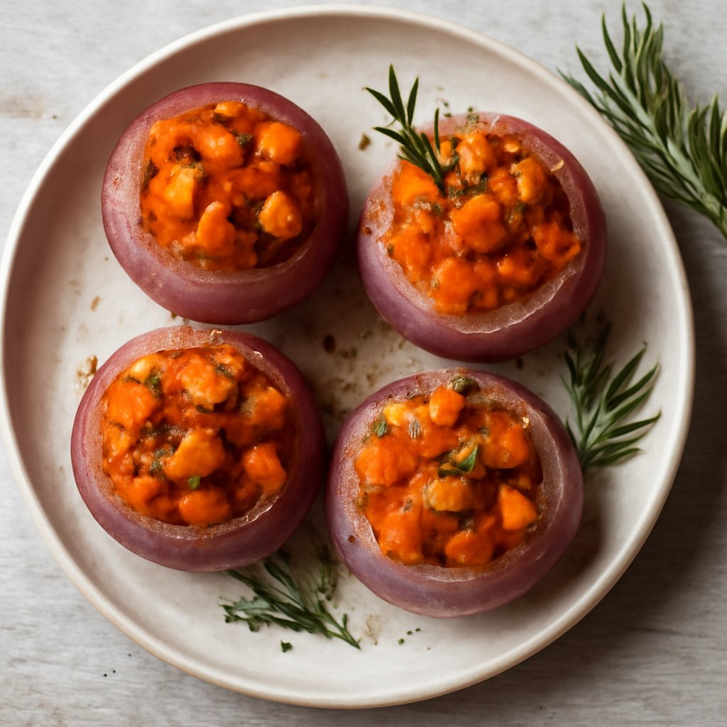 Cipolle ripiene di zucca e rosmarino