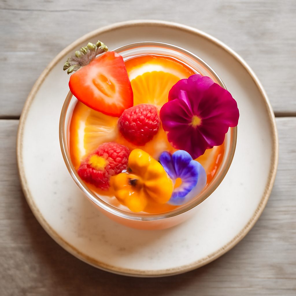 Cocktail analcolico di frutta e fiori