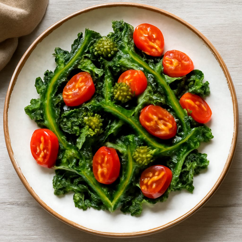 Contorno di cime di rapa e pomodorini (per 2 persone)