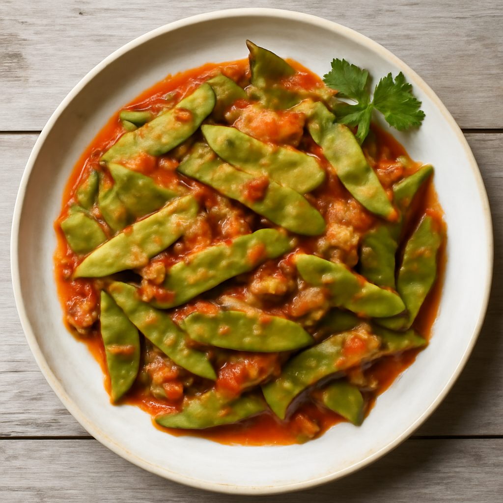 Contorno di taccole al pomodoro