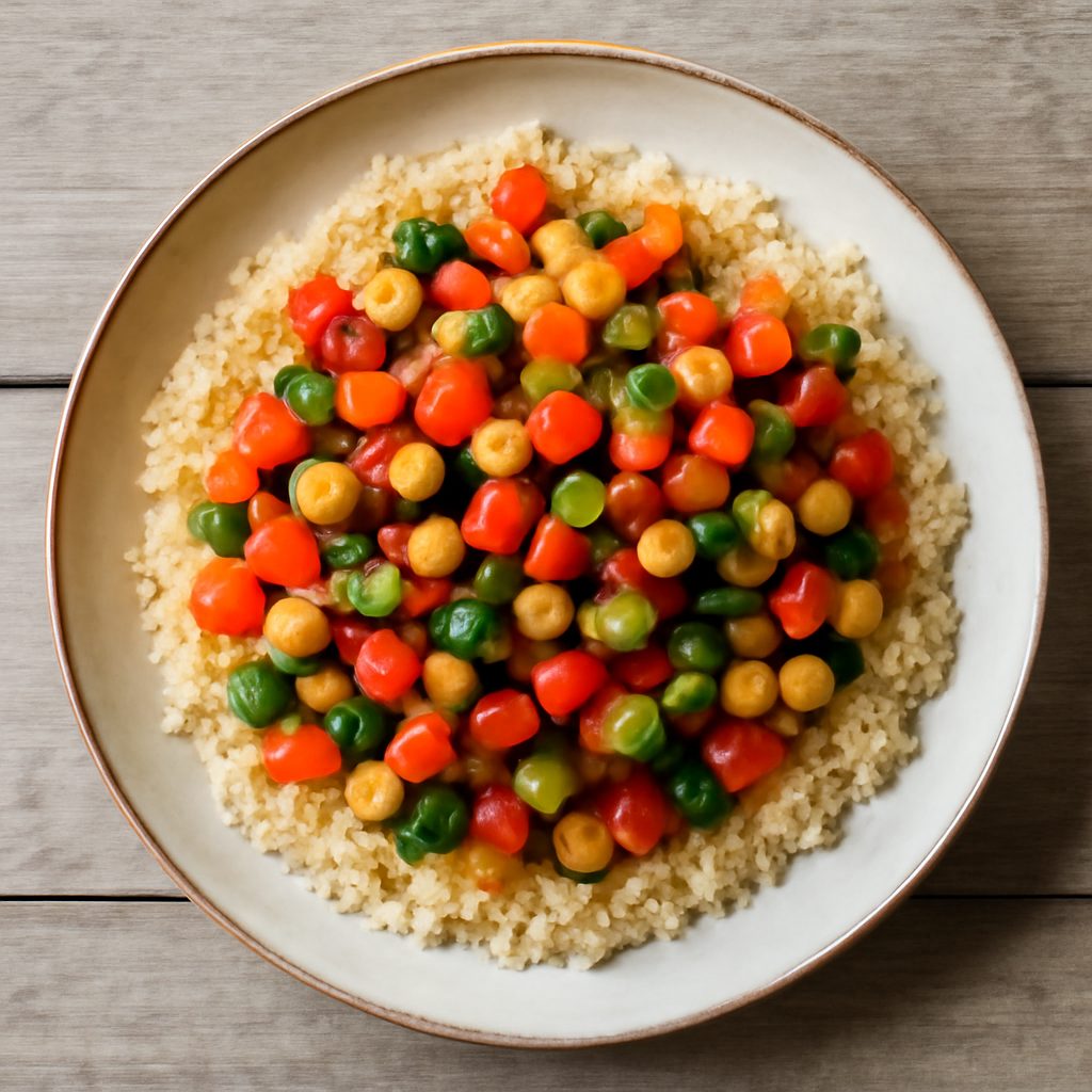 Cous cous con dadolata di verdure e ceci