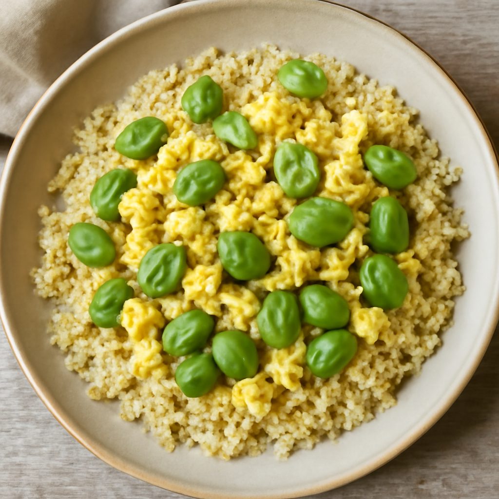 Cous cous con uova strapazzate e fave