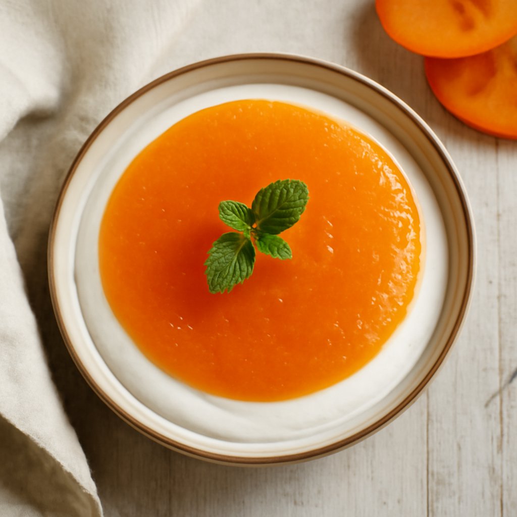 Crema allo yogurt e gelatina ai cachi