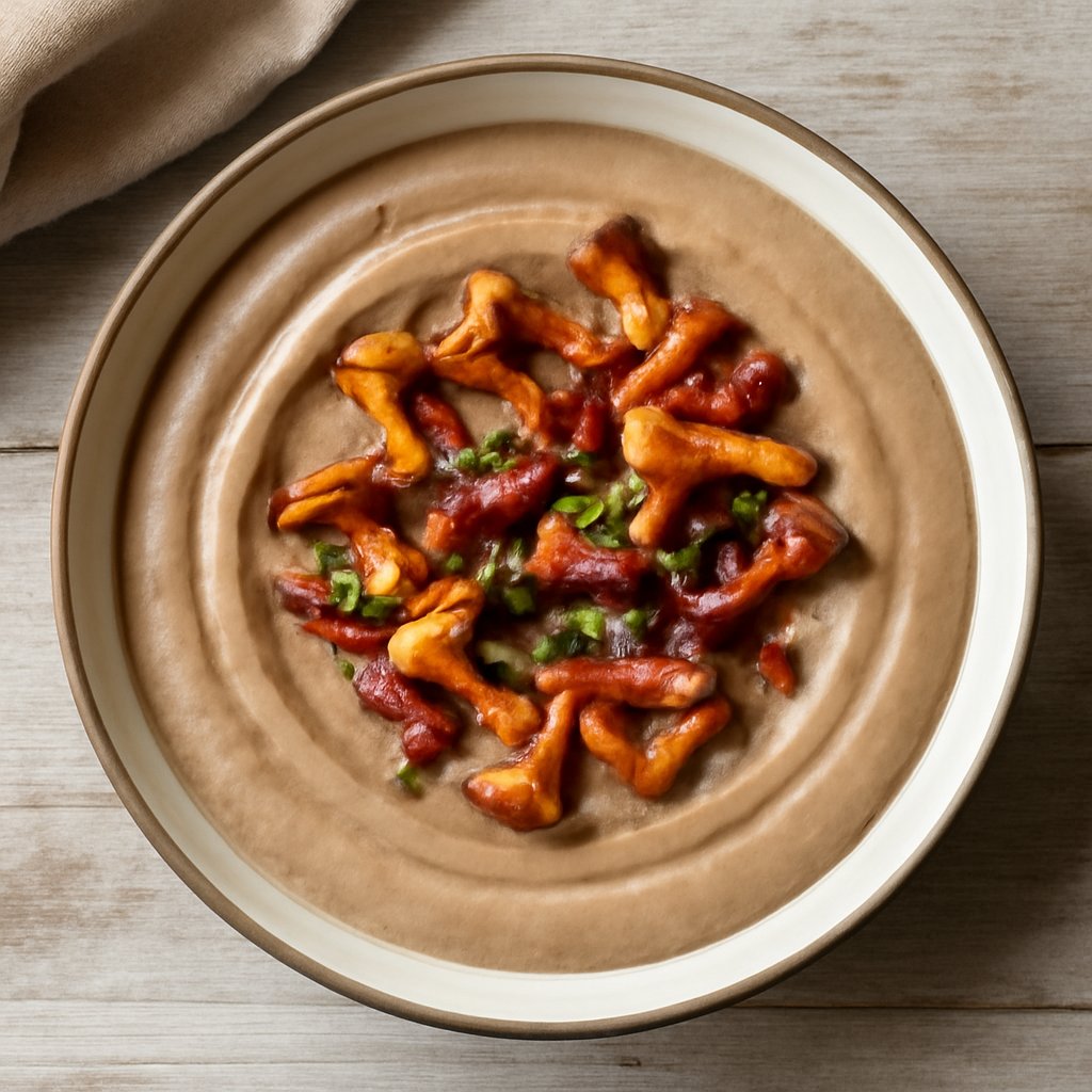 Crema di castagne con finferli e speck