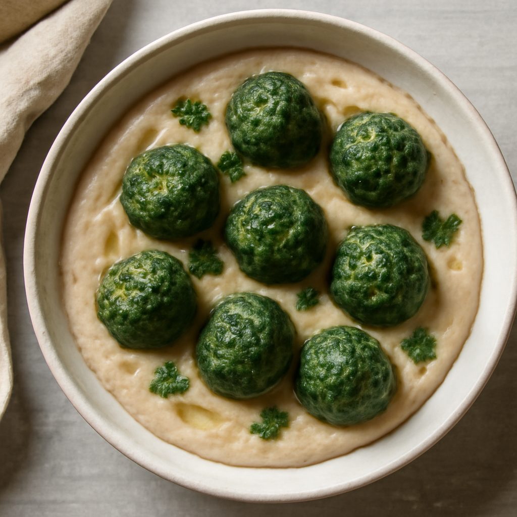 Crema di fagioli cannellini con polpettine di spinaci
