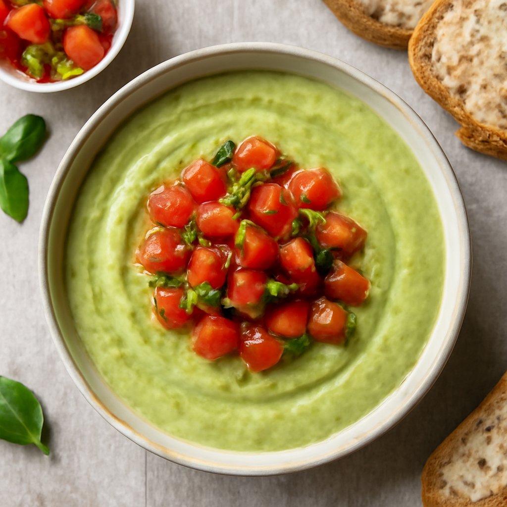 Crema di zucchine con dadolata di pomodori