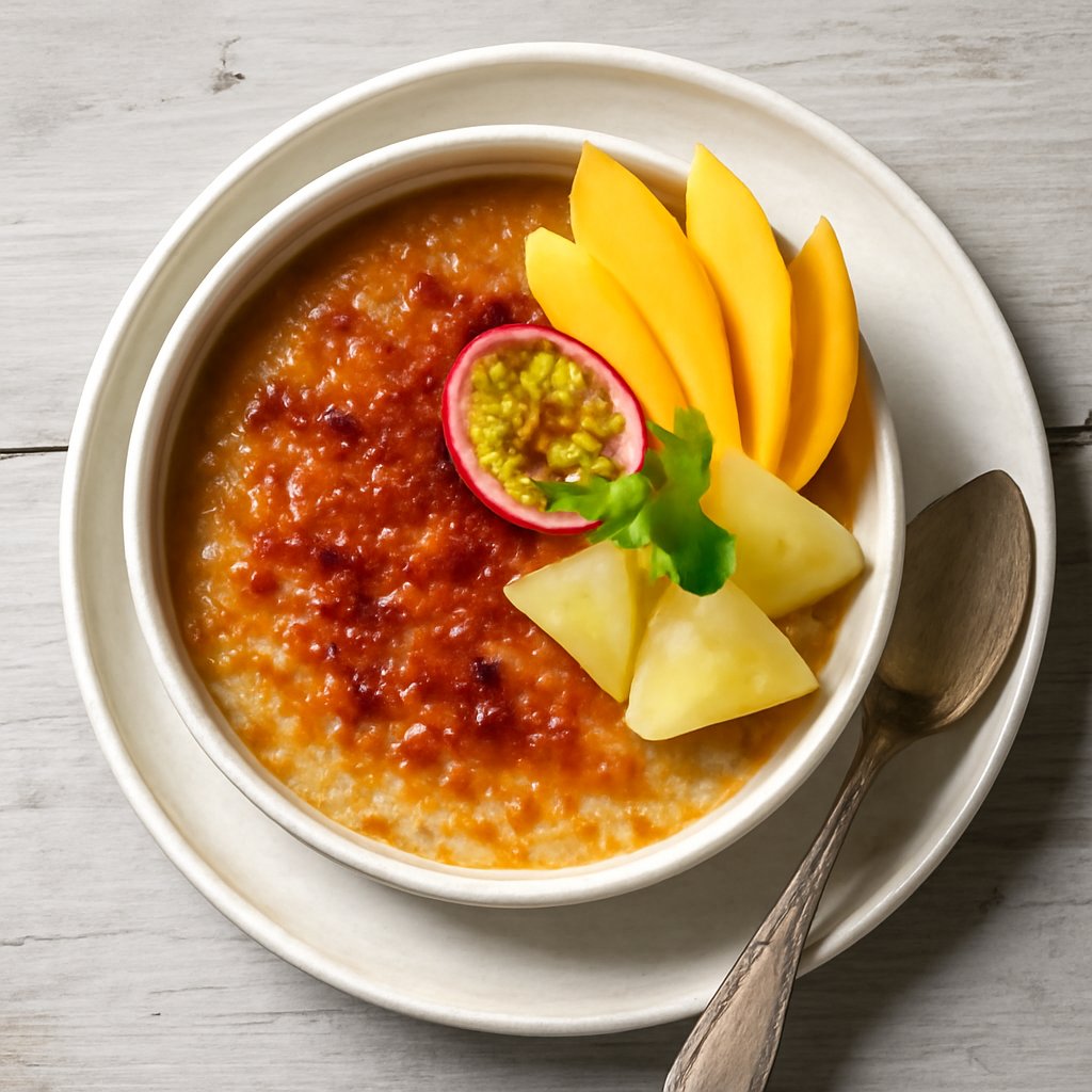 Crème Brûlée con frutta tropicale