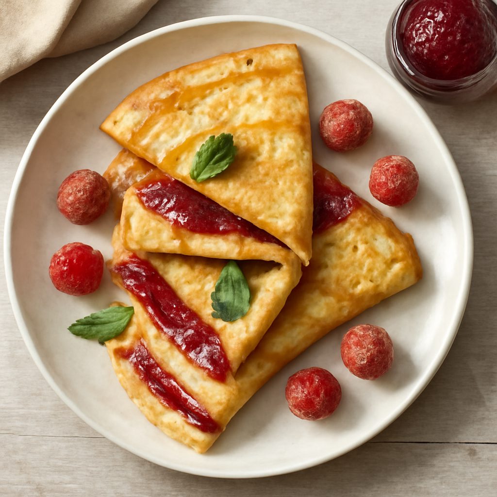 Crêpes con confettura di lamponi