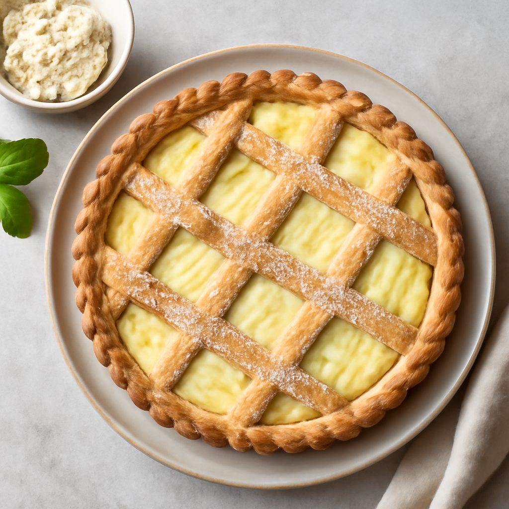 Crostata con crema pasticcera alla ricotta