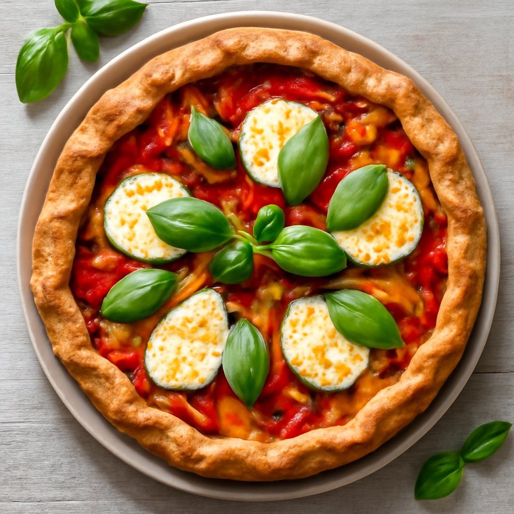 Crostata salata ai peperoni con mozzarella e basilico