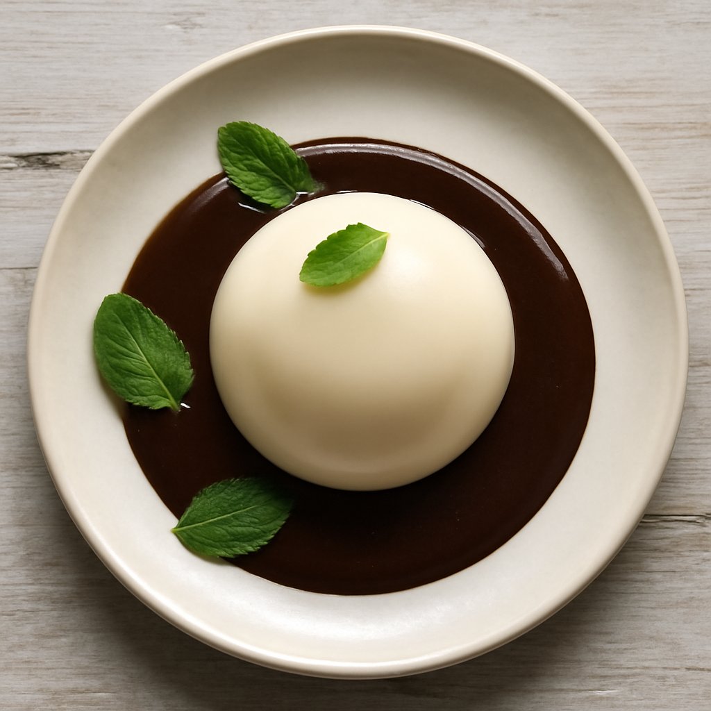 Cupole di panna cotta e salsa al cioccolato (vegan)