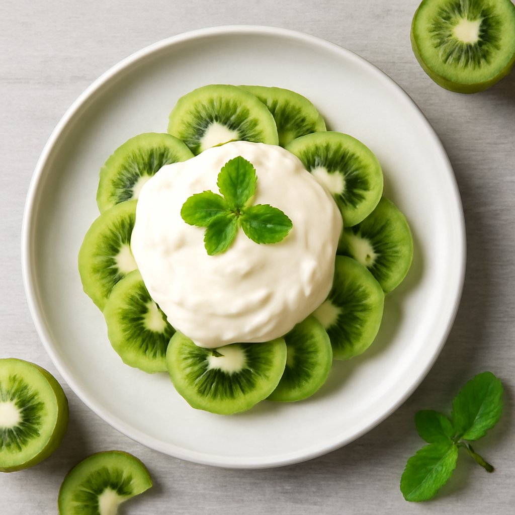 Dessert di kiwi con salsa di yogurt e vaniglia