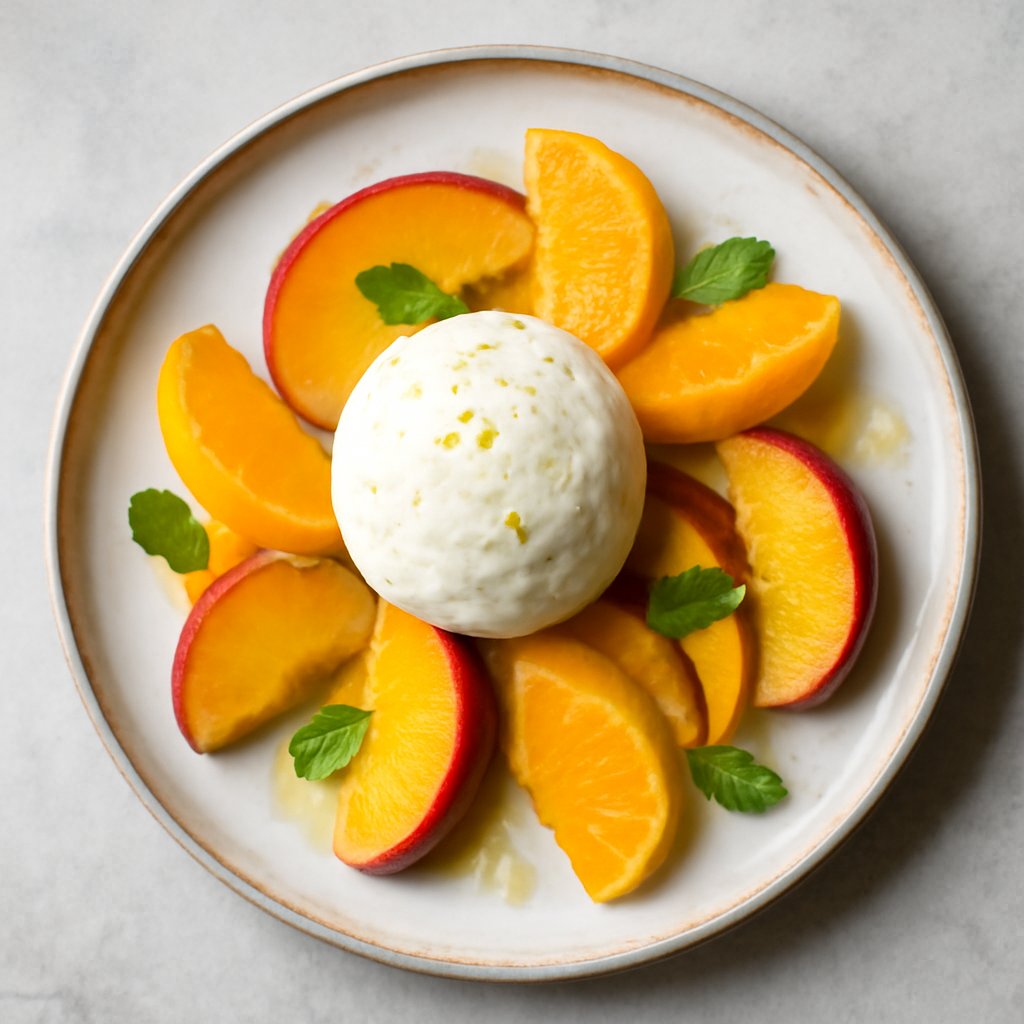 Dessert pesche e arance con mousse al formaggio