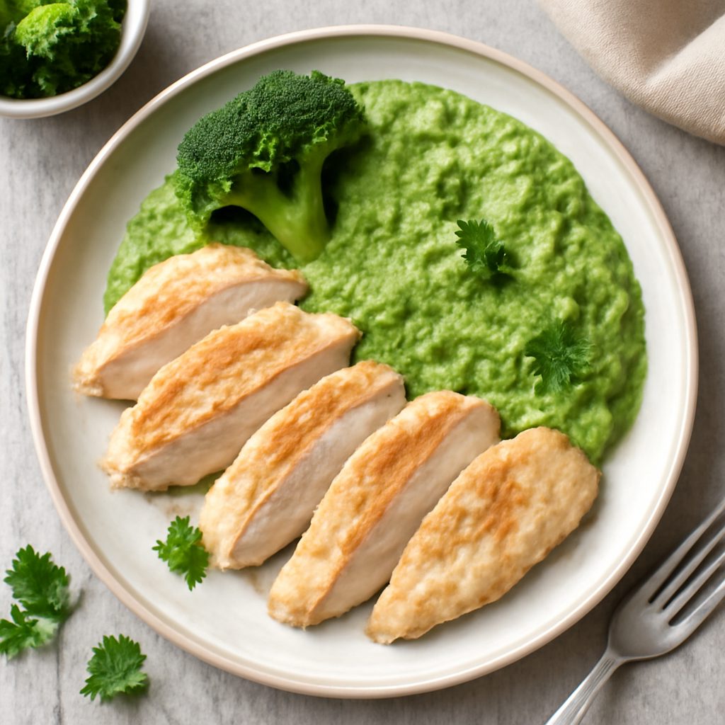 Fettine di pollo con crema di broccoli