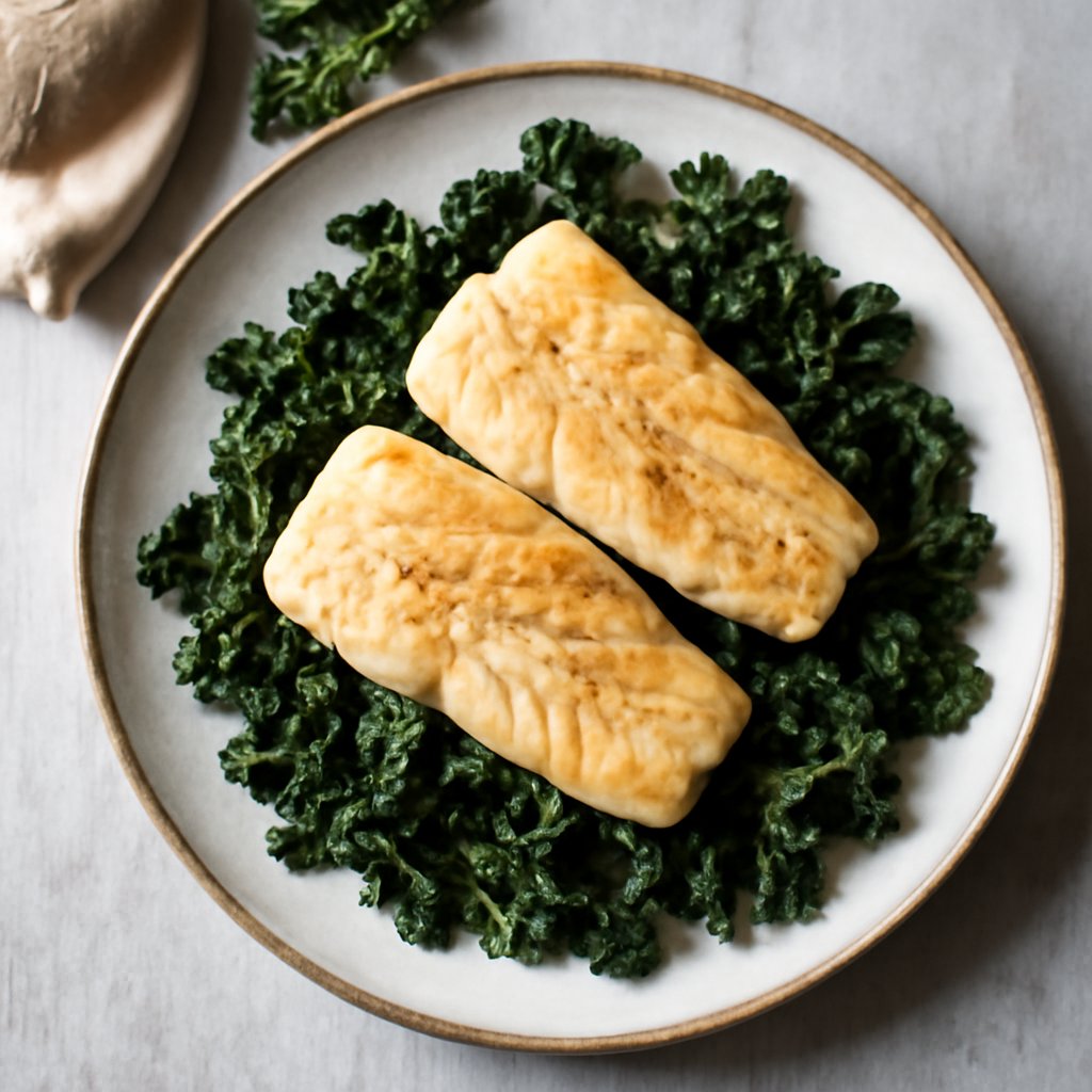 Filetti di merluzzo con contorno di cavolo nero