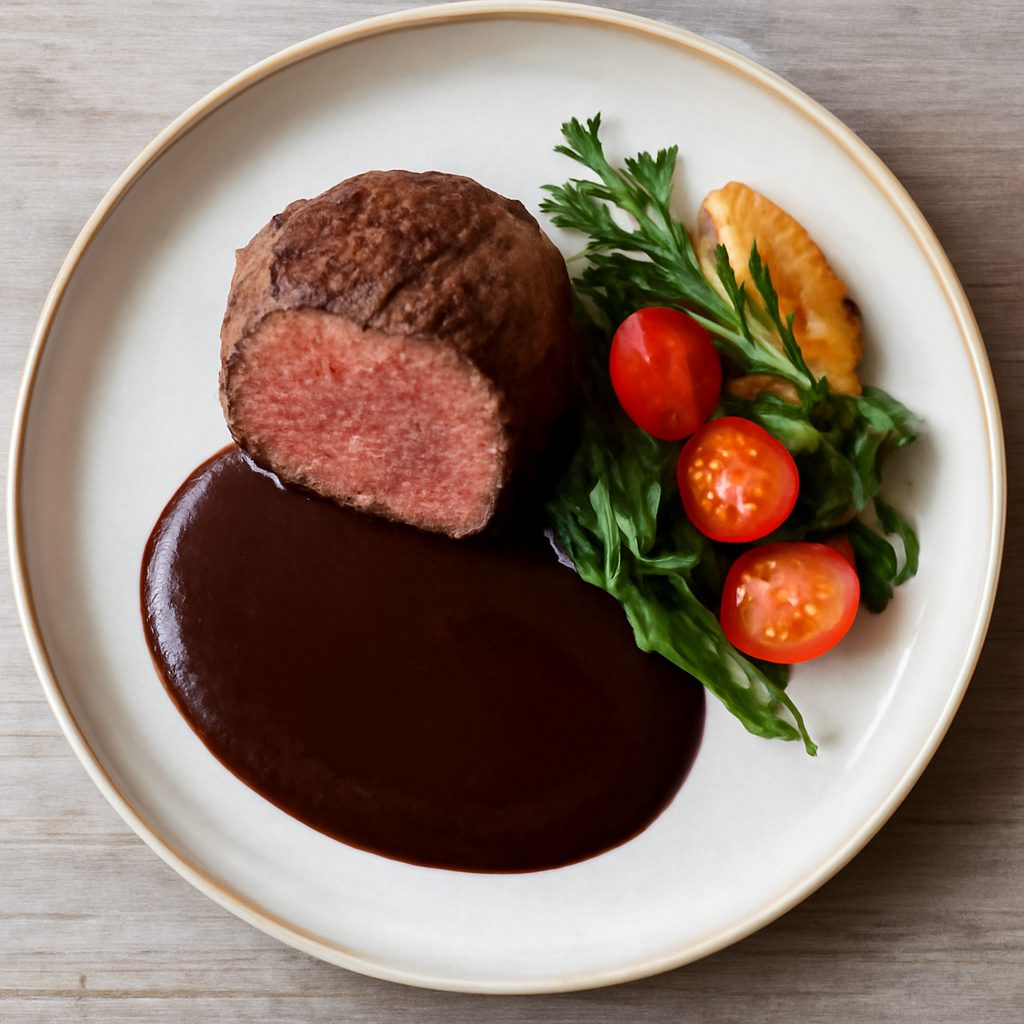 Filetto di manzo sottovuoto​ con salsa al cioccolato nero